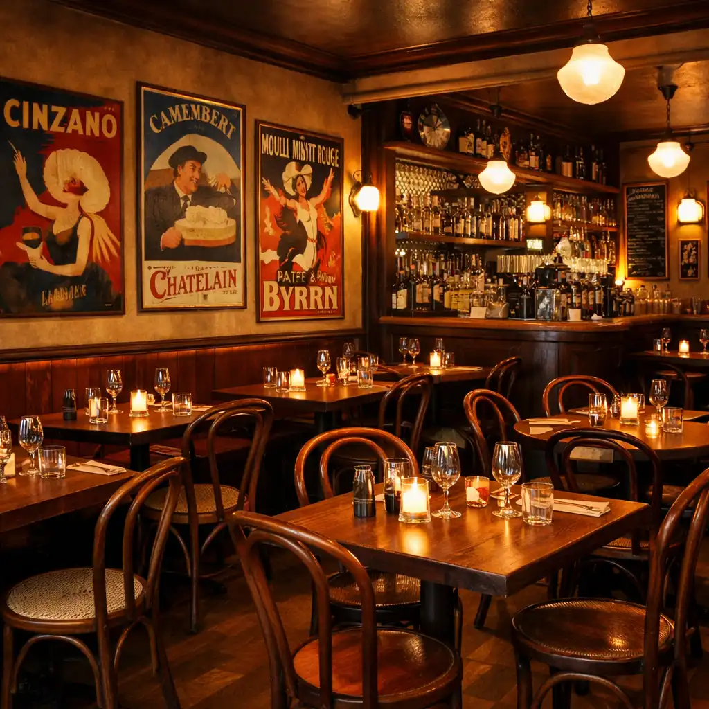 Ambiance chaleureuse du bistrot parisien