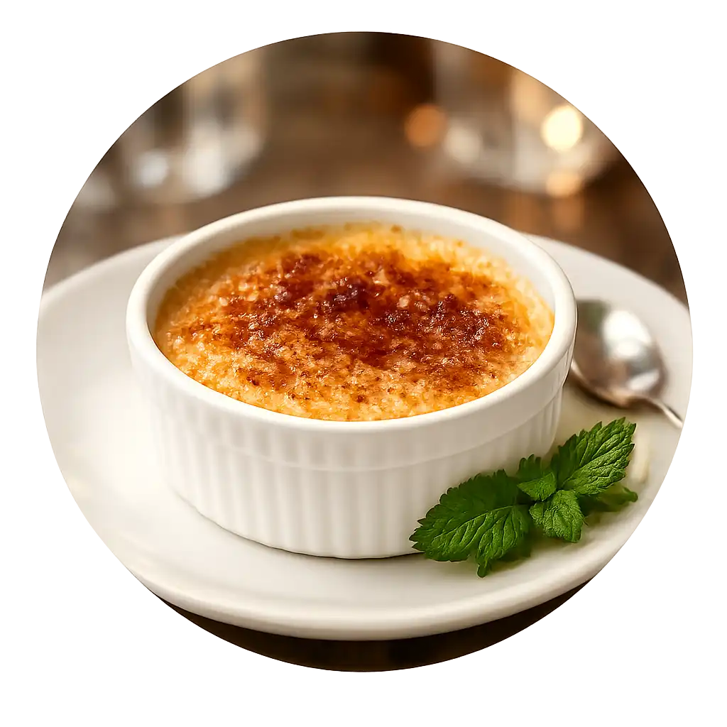 Dessert du Bistro Laurier, crème brûlée caramélisée