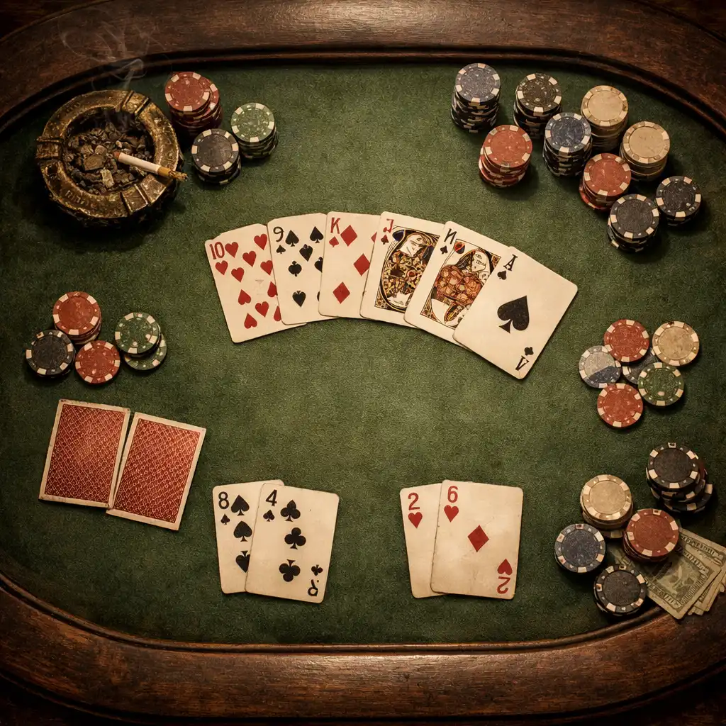 Vue de dessus d'une table de poker au Bistro Laurier
